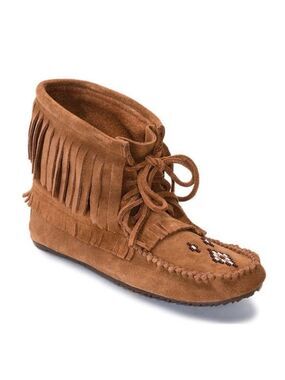 Manitobah Mukluks Harvester Suede Moccasin Women's Size 6 Suede Fringe Boho